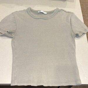 Zara Gray Ribbed T-Shirt